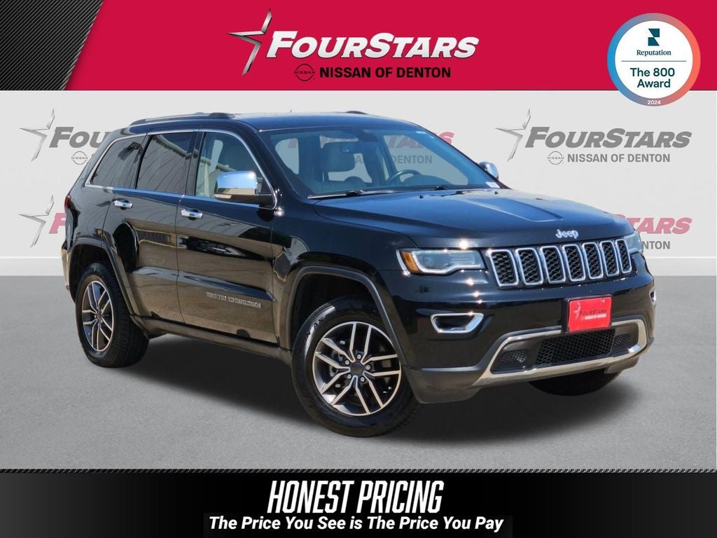 2020 Jeep Grand Cherokee Limited in Diamond Black Crystal Pearlcoat — front three-quarter view