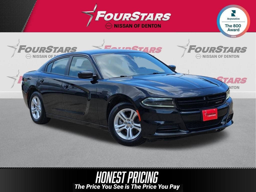 2022 Dodge Charger SXT in Pitch Black Clearcoat — front three-quarter view