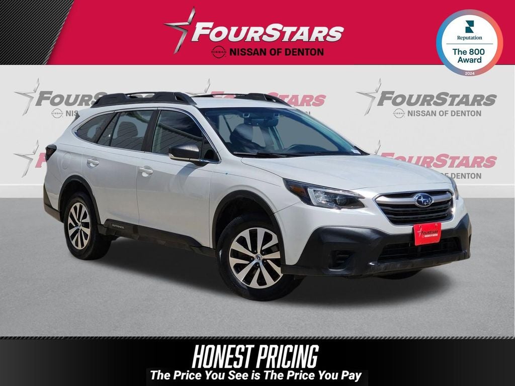 2021 Subaru Outback 2.5i in Crystal White Pearl — front three-quarter view