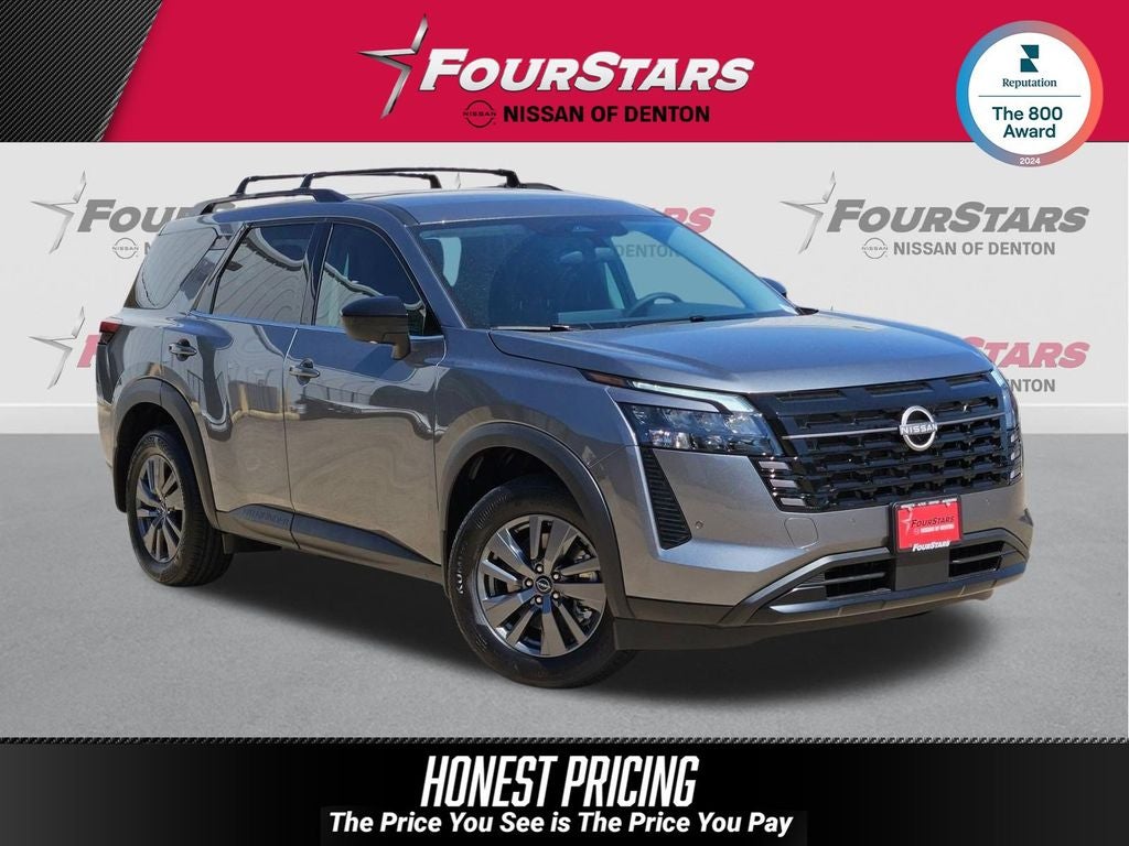 2026 Nissan Pathfinder SV in Gun Metallic — front three-quarter view