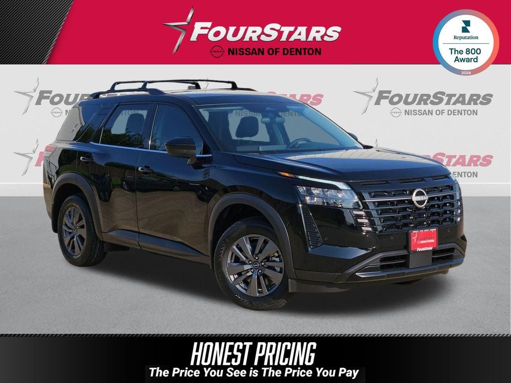 2026 Nissan Pathfinder SV in Super Black — front three-quarter view