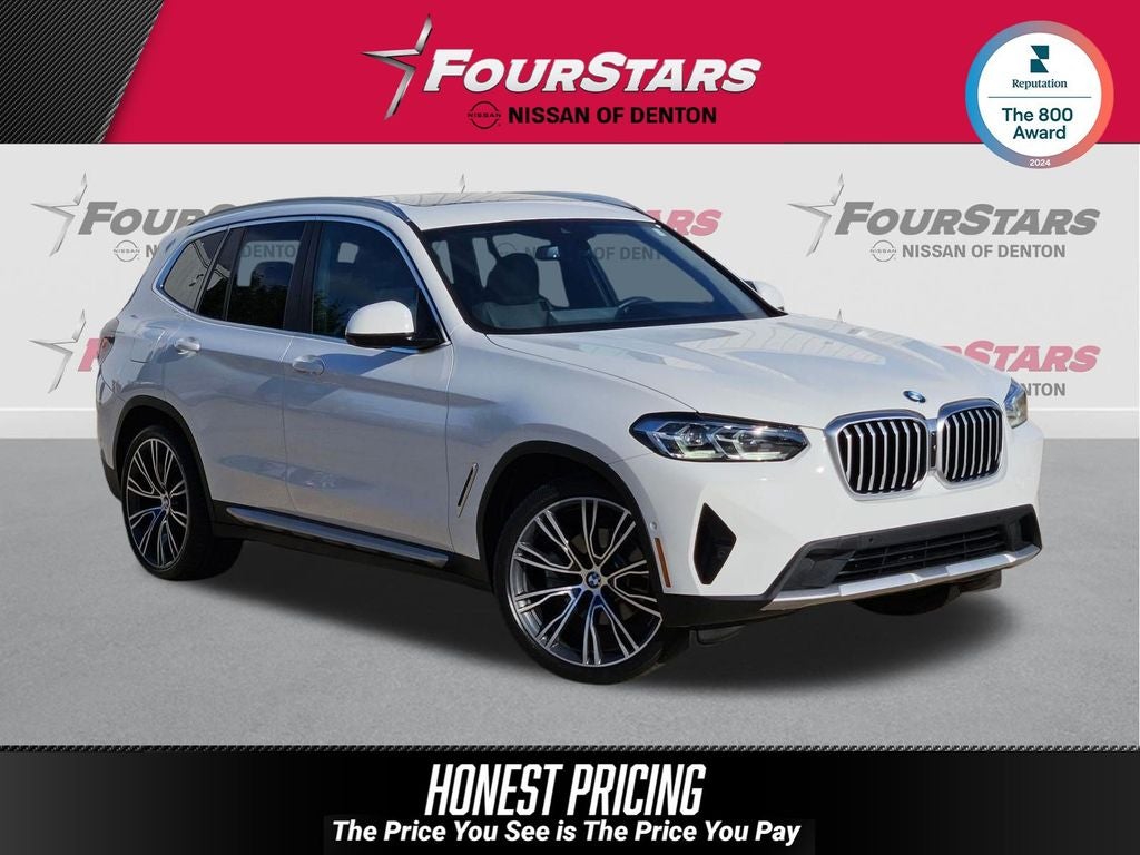 2023 BMW X3 sDrive30i in Alpine White — front three-quarter view