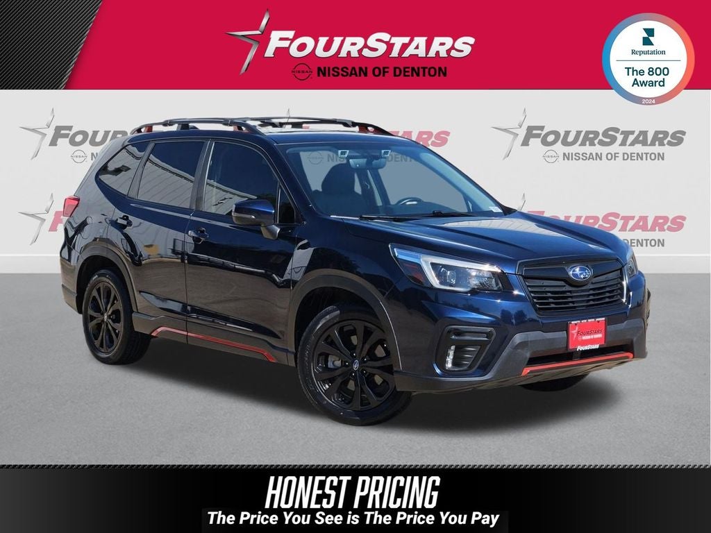 2021 Subaru Forester Sport in Dark Blue Pearl — front three-quarter view