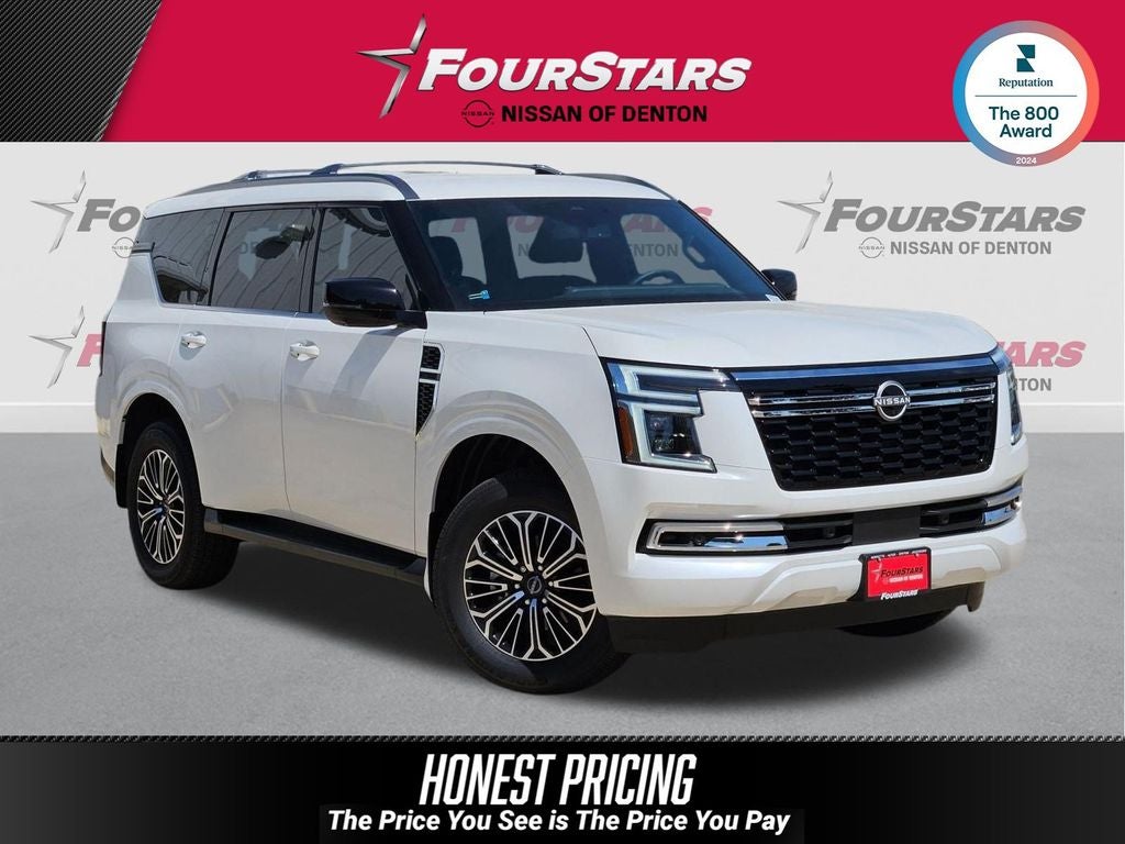2026 Nissan Armada SL in Aspen White Tricoat — front three-quarter view